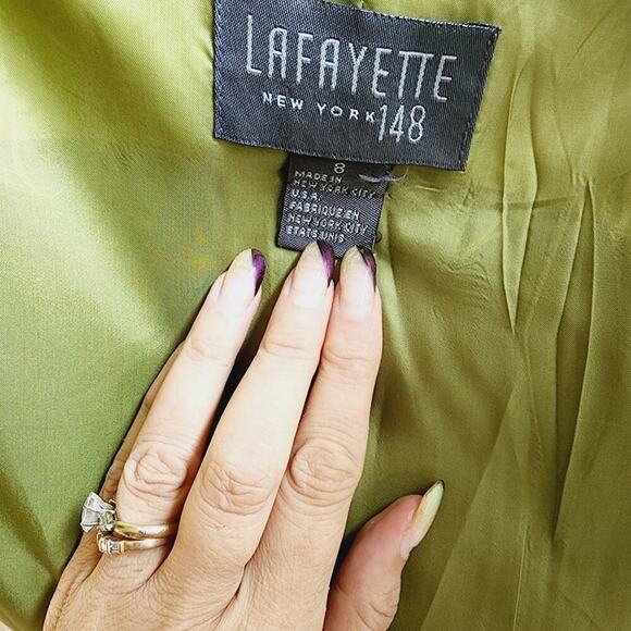 LAFAYETTE 148 GREEN ZIP FRONT COTTON/SILK BLEND JACKET WITH POCKETS SIZE 8 - Picture 5 of 6